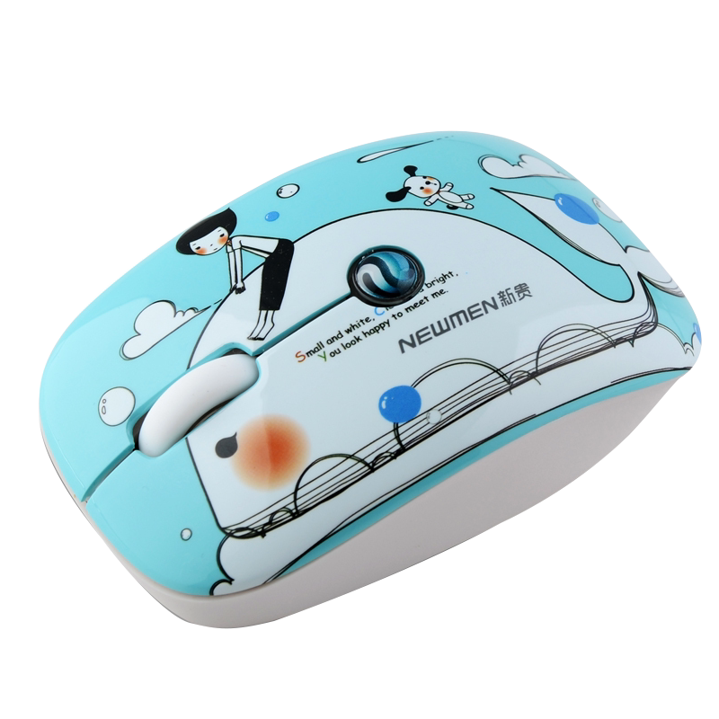 新贵ms-201or卡通无线鼠标女生可爱文艺台式笔记本带静音迷你萌动