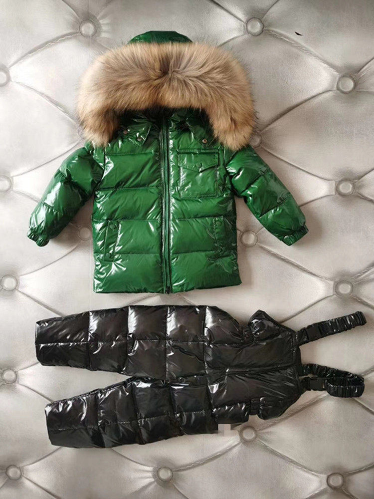 儿童MO羽绒服韩版宝宝套装男女童黑色大毛领中大童童装特价