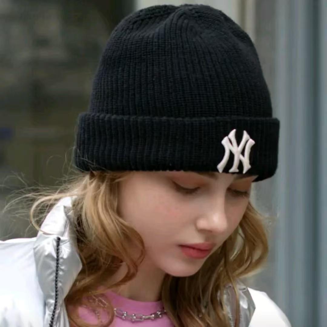 25年新款秋冬季帽子保暖冷帽韩国正品MLB针织毛线渔夫帽男女同款