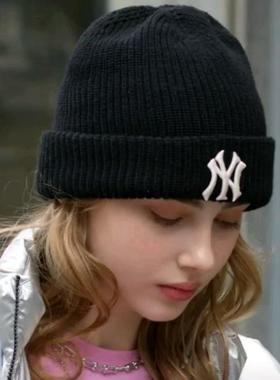 25年新款秋冬季帽子保暖冷帽韩国正品MLB针织毛线渔夫帽男女同款