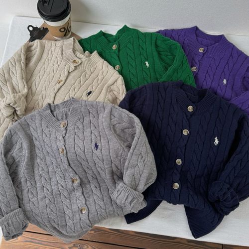 儿童秋冬麻花毛衣刺绣针织开衫潮