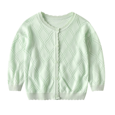 女童夏季冰爽丝弹力镂空针织开衫