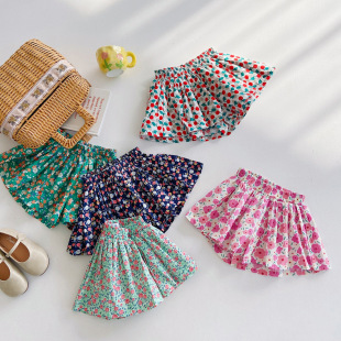纯棉裙裤 沙滩裤 2026夏季 宝宝阔腿宽松热裤 外穿 新款 女童碎花短裤