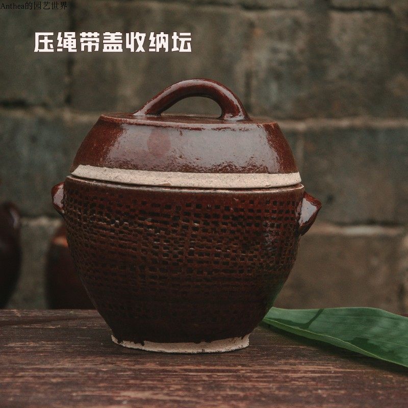 土陶储物罐带盖土罐子猪油坛子茶油坛子收纳自酿甜酒粗陶好发酵坛