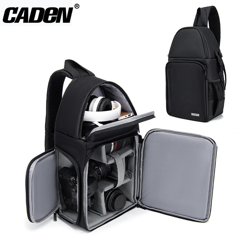CADeN适用单肩数码包 防水多功能相机斜挎摄影背包透气简约单反包