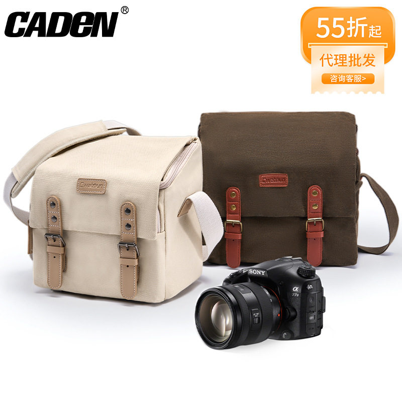 CADeN适用单肩帆布摄影包 旅行微单包日系休闲复古单反相机包便携