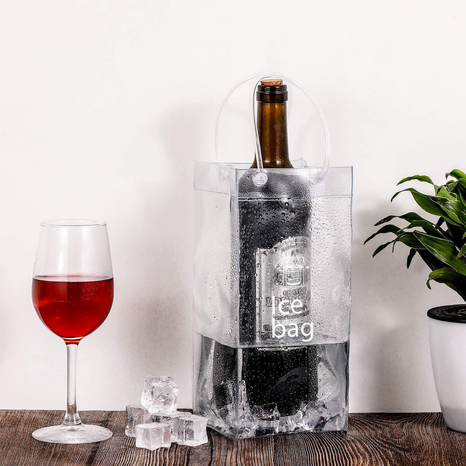 PVC防漏水冰镇红酒袋葡萄酒透明手提冰酒袋ice bag