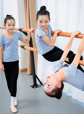 女童舞蹈服儿童女分体蓝色上衣夏套装芭蕾舞中国舞练功服短袖37裤