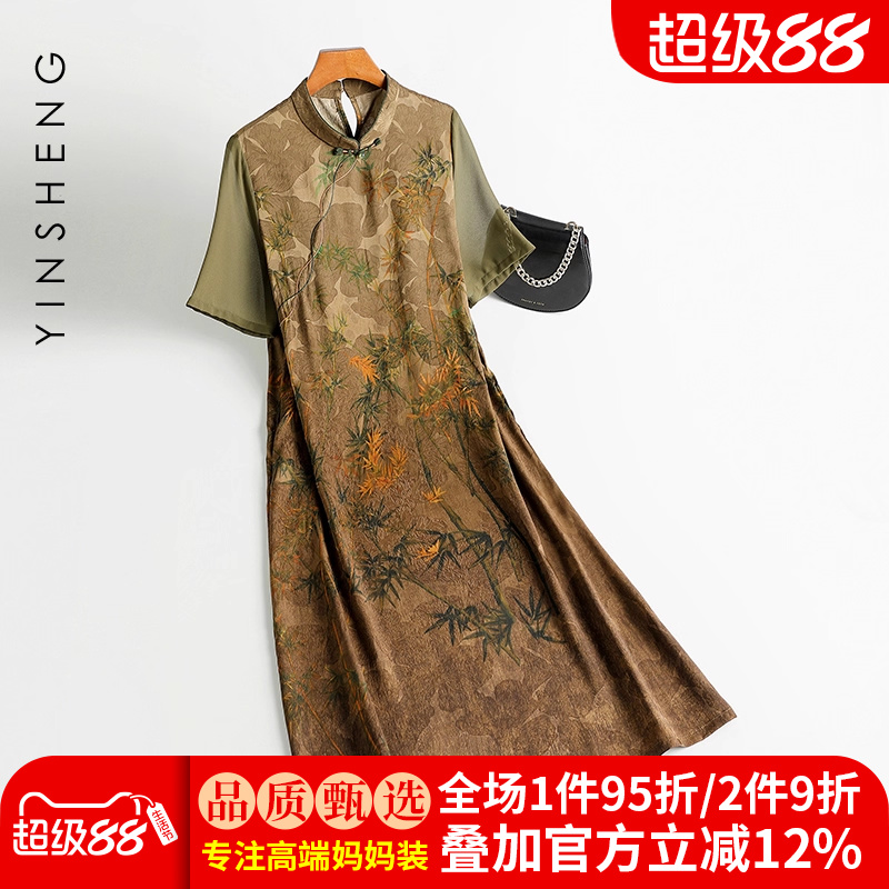 新中式香云纱仿真丝改良连衣裙