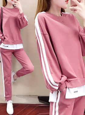 休闲运动服套装女2025秋季新款宽松时尚大码洋气卫衣闺蜜装外贸