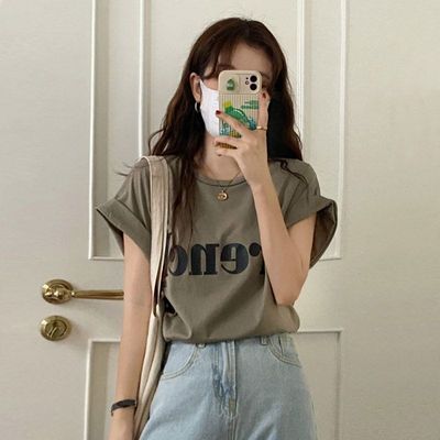 个性班服美式复古短袖T恤女夏新款网红设计感小众宽松别致上衣ins