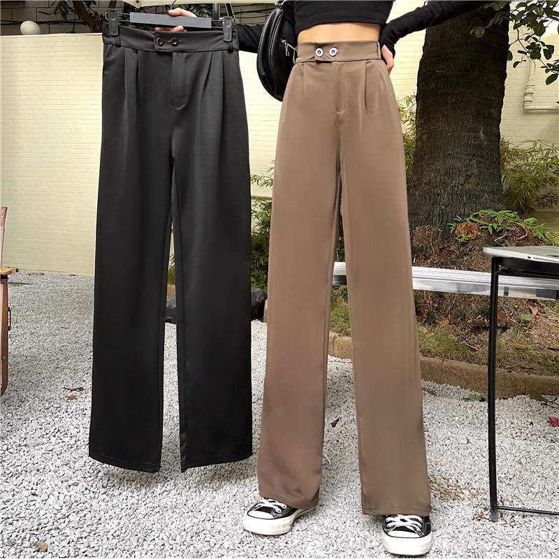 阔腿裤女2022秋装新款韩版高腰垂感西装裤复古学生休闲裤女装