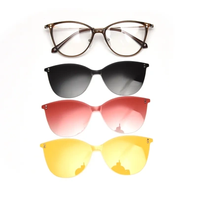 猫形磁吸偏光三色套镜TR90半钛