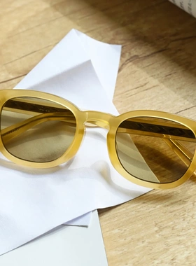 余文乐同款十一周年联名成都限定柠檬黄太阳镜手工眼镜框男女