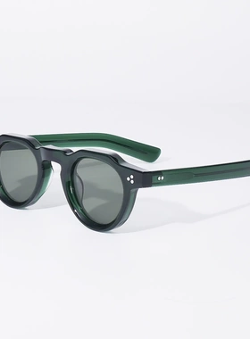 新款复古圆形粗框太阳眼镜板材高级感小圆方脸防晒墨镜男女款