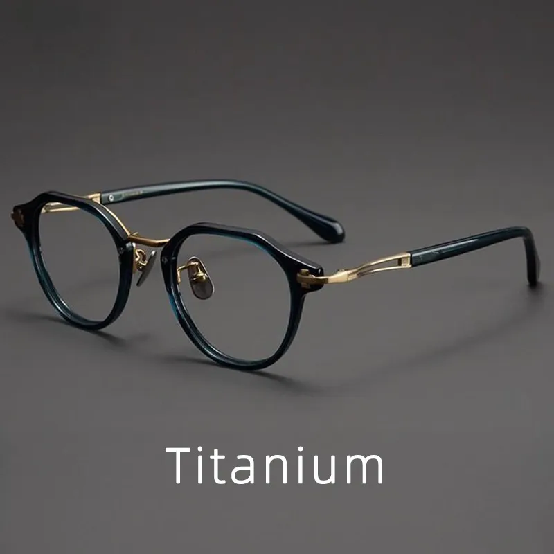 柯达日系手工纯钛眼镜框板材多边形近视框复古英伦镜架高度数VOID