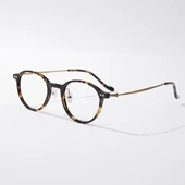 日单精制纯钛复古文艺眼镜框加硬舒适板材圆框镜框高度近视眼镜女