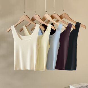 恩迪法式方领针织内搭上衣女2026春夏季短款吊带外穿修身小背心