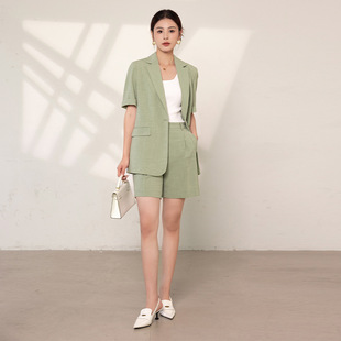 恩迪西装套装女款2026年夏季新款休闲阔腿短裤西服外套上衣两件套