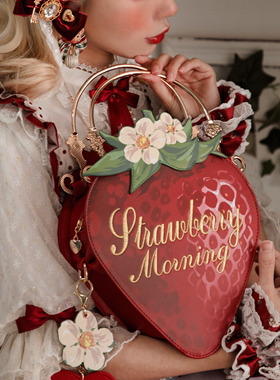 morning glory原创一颗草莓Lolita甜系可爱少女斜跨双肩手提包