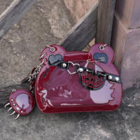 morning glory Original Cute Bear God Evil Bear Bear Paw Pain Hot Girl Cross diagonally carrying patent leather pain bag thumbnail 4