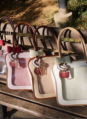 morning glory原创可爱吐司痛单肩斜跨手提蝴蝶结棉花娃娃痛包