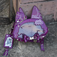 morning glory Original Cute Cat Dominates the World Cat Hot Girl Slants across the shoulder Laser patent leather pain bag thumbnail 4