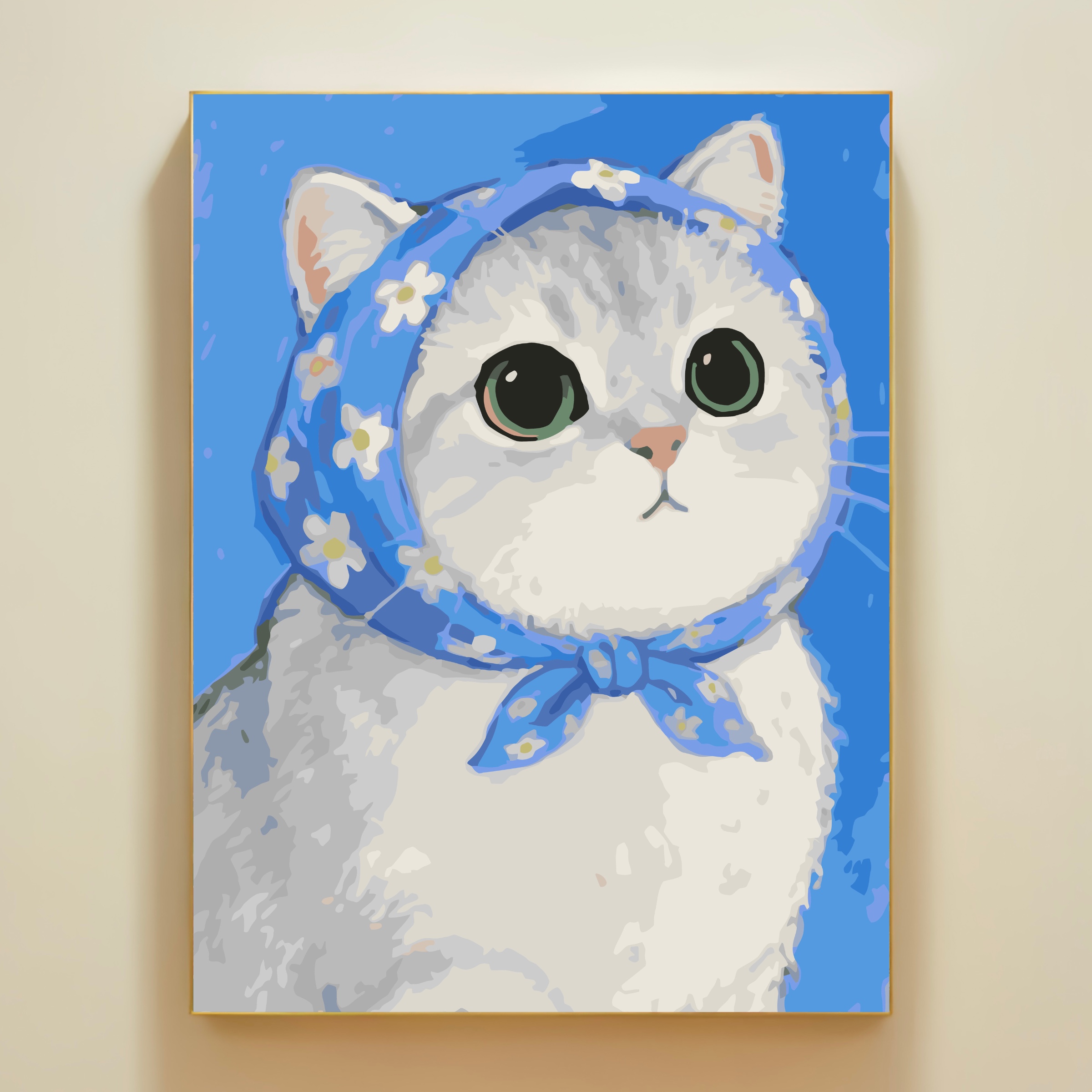 可爱猫咪数字油画DIY手工礼物填充画涂色手绘丙烯画高颜值装饰画图片