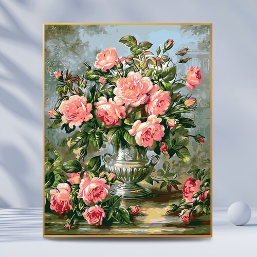 手绘花卉填色画数字油画