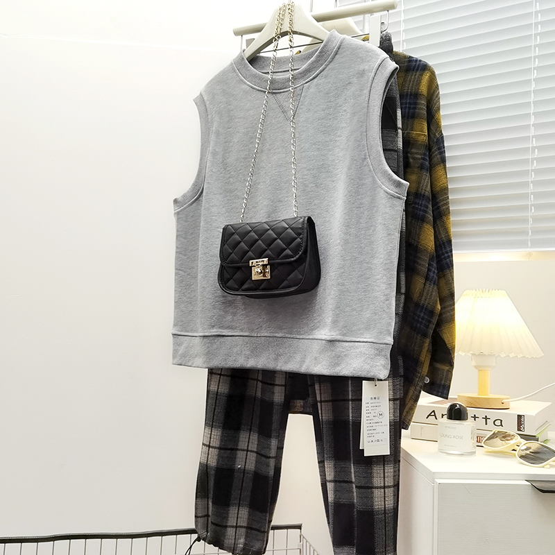 毛圈棉宽松外穿学生马夹背心秋季