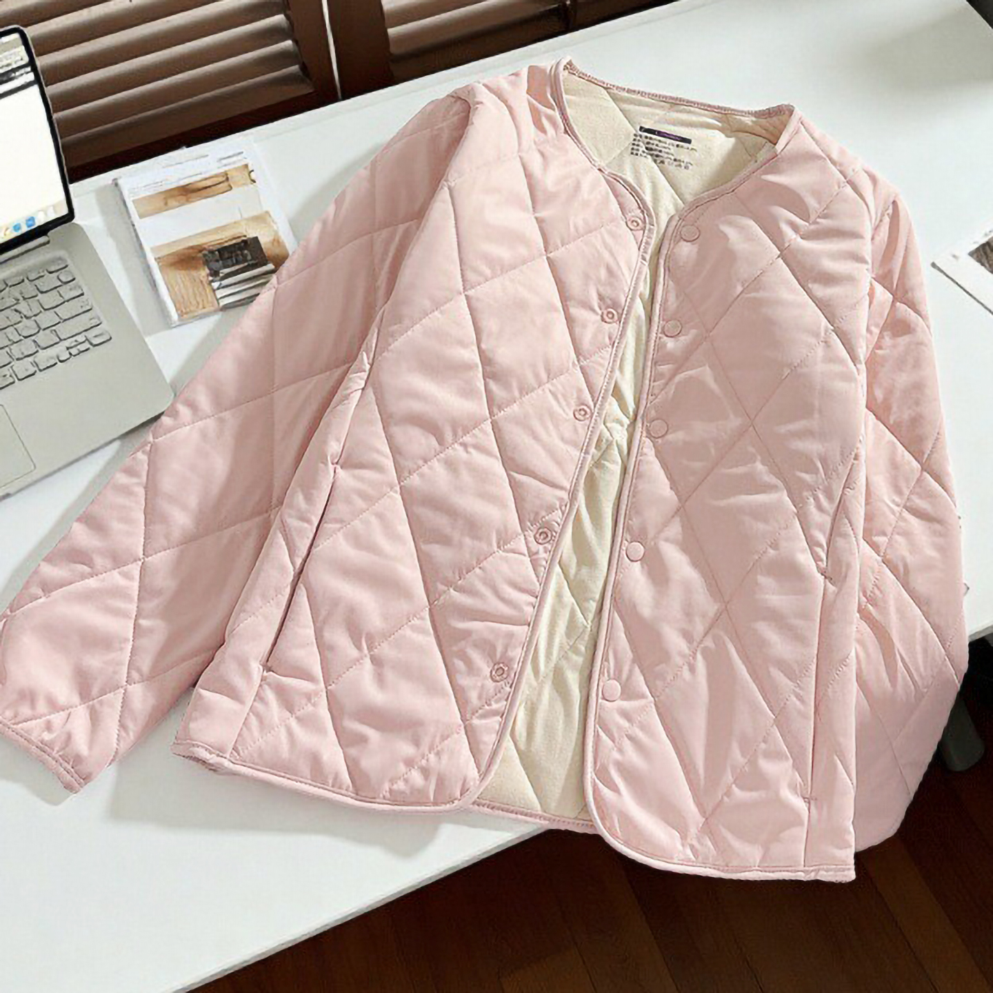 小个子轻薄菱格休闲棉衣外套