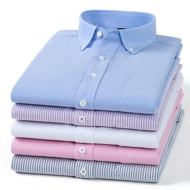 保罗2025新款男式春秋季纯棉牛津纺长袖衬衫商务休闲免烫工装衬衣