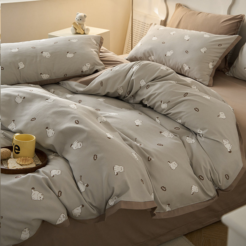 小资轻奢80支天丝棉印花四件套春夏丝滑柔软凉感床单床品套件