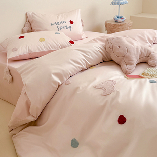 公主风120支长绒棉贡缎四件套全棉亲肤丝滑小清新床单床品套件