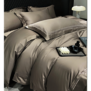 高端简约轻奢120支匹马棉贡缎刺绣四件套全棉亲肤柔软床单床品1.8