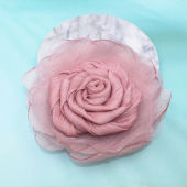 复古发饰网纱烧边山茶花胸针高档女温柔手工布艺花朵别针春夏配饰