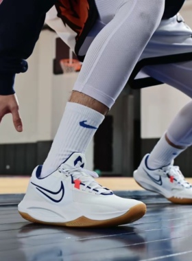 Nike耐克 Precision 6男子低帮缓震耐磨白蓝实战篮球鞋HV1796-141