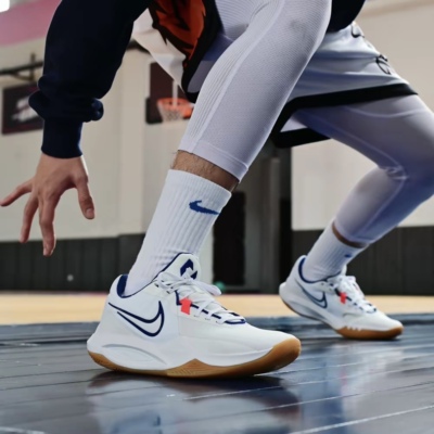 男子低帮缓震耐磨白蓝实战篮球鞋