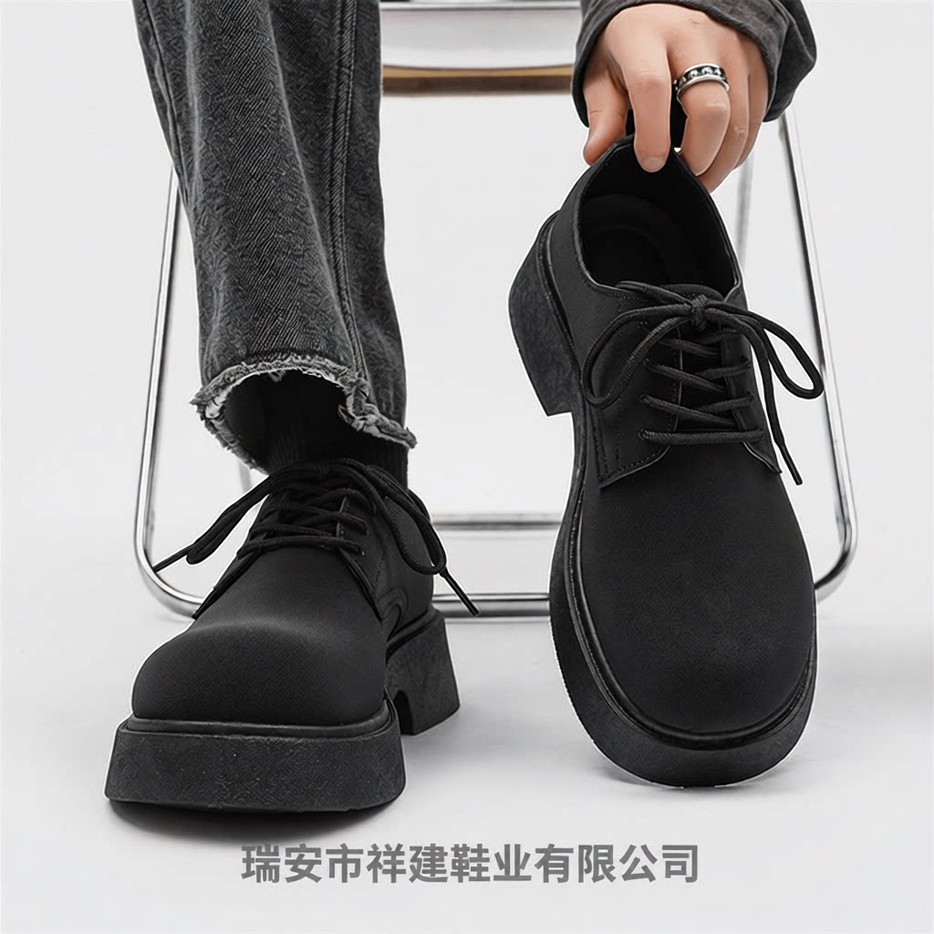 厚底大头鞋英伦情侣马丁高级感商务皮鞋增高休闲皮鞋痞帅德比男鞋