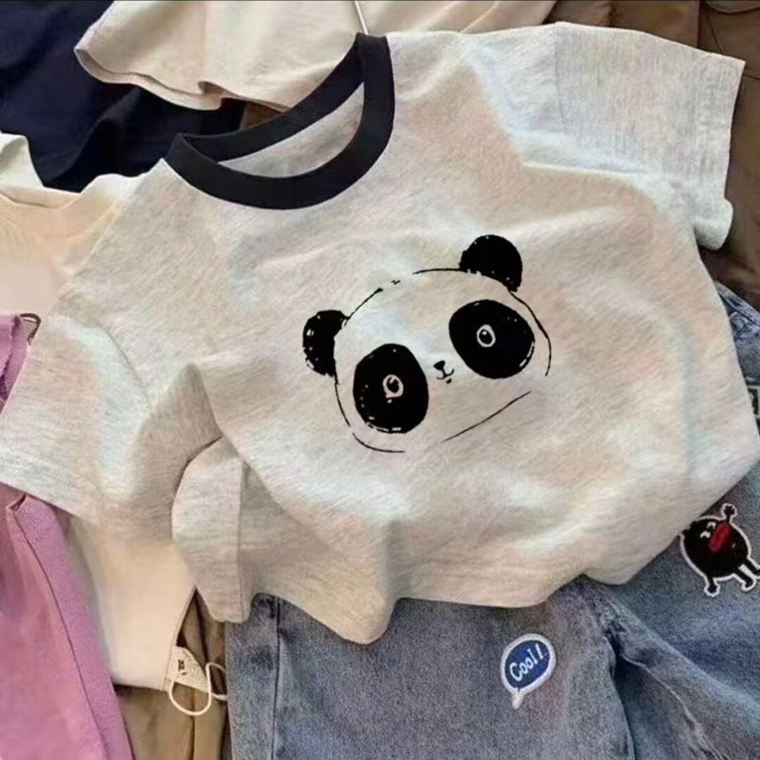 儿童纯棉短袖t恤夏季新款男女童字母印花百搭童装洋气时髦上衣