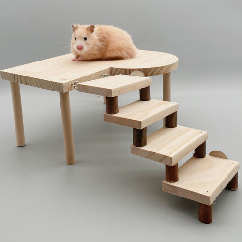 仓鼠平台仓鼠金丝熊天然木质仓鼠笼造景支架平台爬梯玩具用品套装