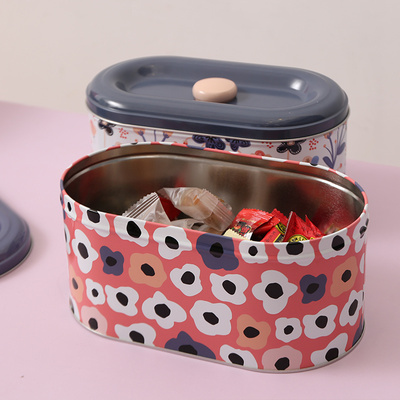 桌面化妆品口红收纳盒带盖针线杂物铁盒子零食糖果饼干大号储物盒