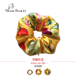 Life热爱生活真丝发圈四季美食明亮气质黄色大小号肠发绳高端头饰