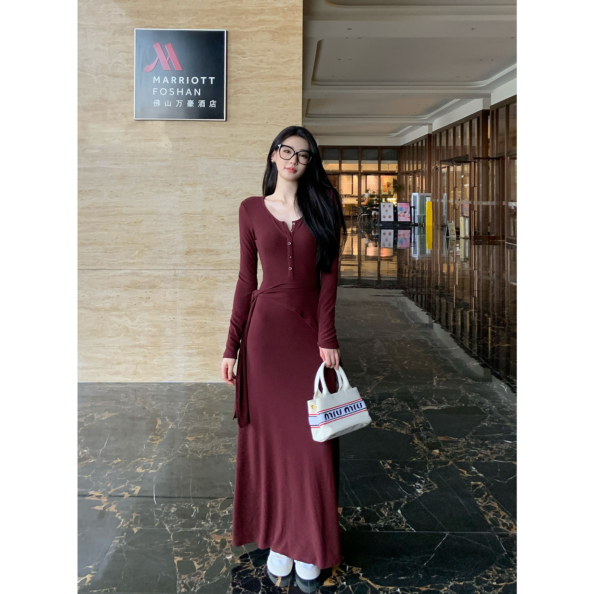 2025新款早秋气质长袖连衣裙女