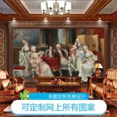美容院欧式 高档休闲会所奢华墙布 油画宫廷人物 KTV墙纸 定制壁画