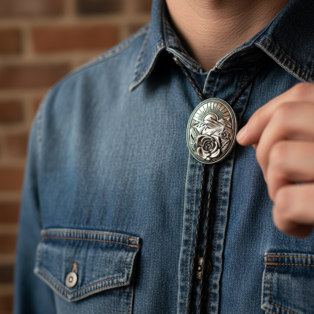 美式复古波洛领带日出山川玫瑰