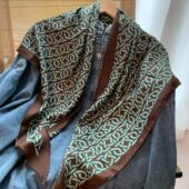 百搭真丝羊毛花边三角巾复古高级约75 时尚 153 气质老钱·咖