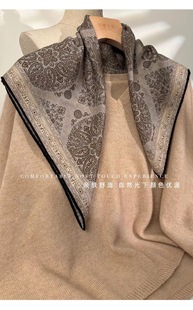 佩斯利经典老钱风天然真丝羊毛丝毛丝巾双面围巾方巾高级感系脖65