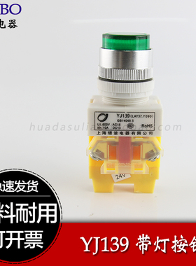 上海银波 带灯按钮自复位开孔22MM自锁LAY37-11D 11DNZS 铜件铝帽