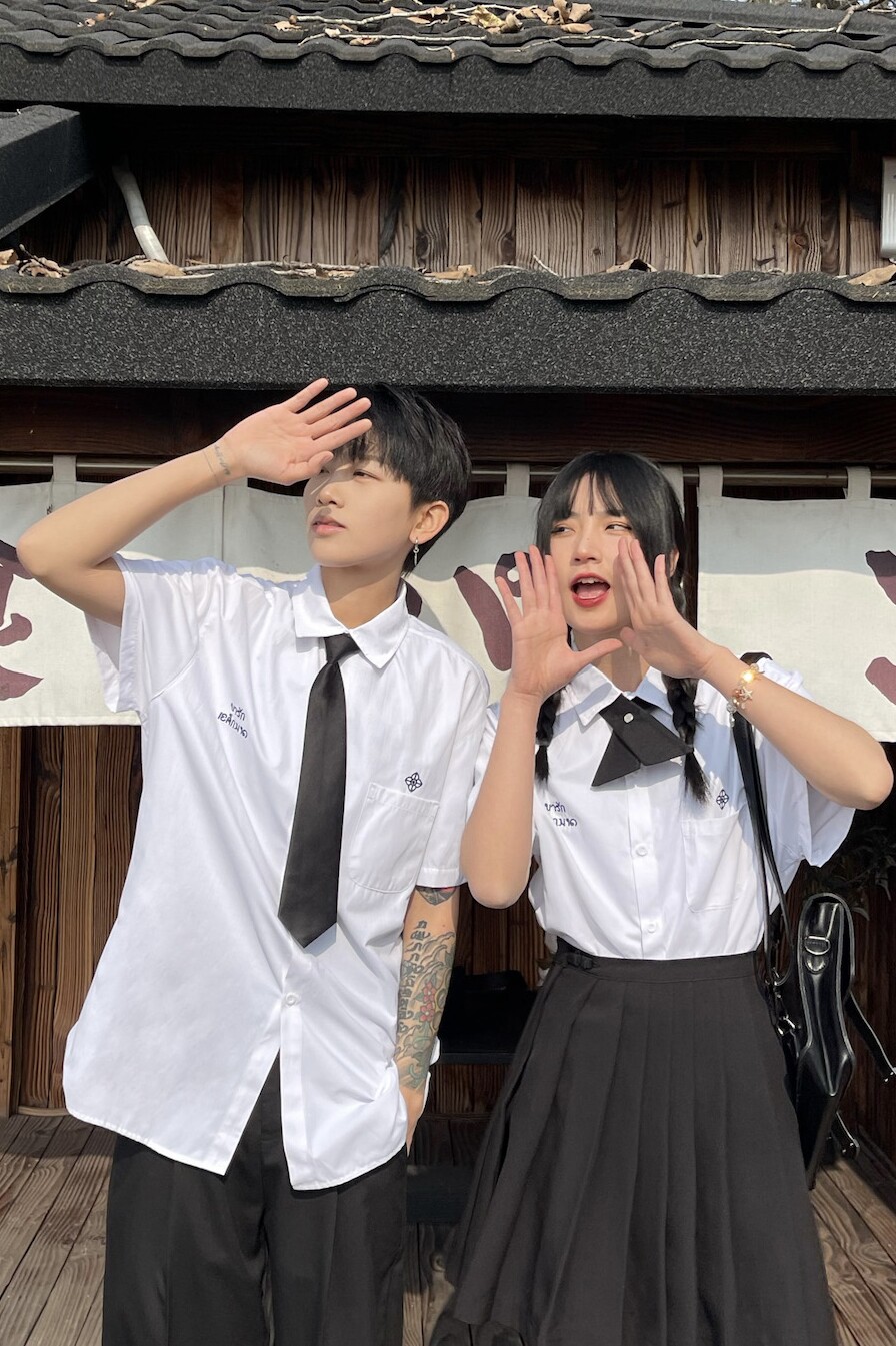 C316CS553P48夏装JKDK泰式校服短袖衬衫情侣装班服制服学院衬衣,男装T恤,电商C316